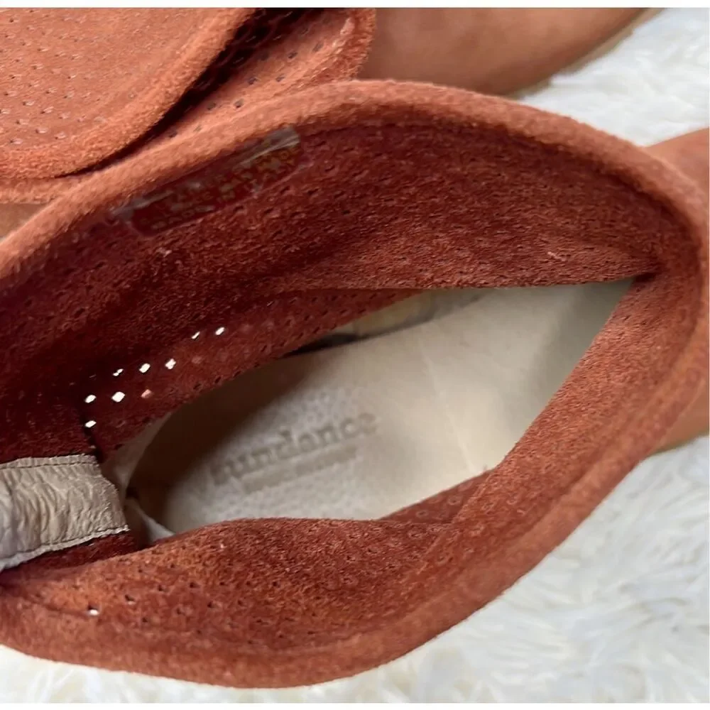 Sundance Magnolia Ankle Boots 38 - 7.5 Rust Suede Leather Perforated Booties